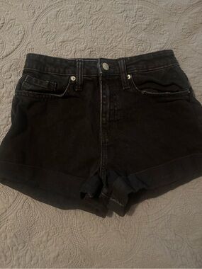 wild fable Black High-Rise Cuffed Denim Shorts